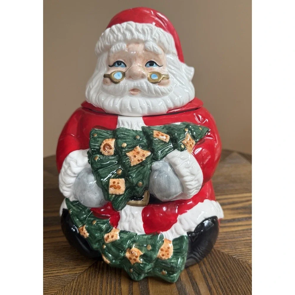 Vintage World Bazaars Inc Santa Claus Ceramic Cookie Jar Christmas Holiday WBI